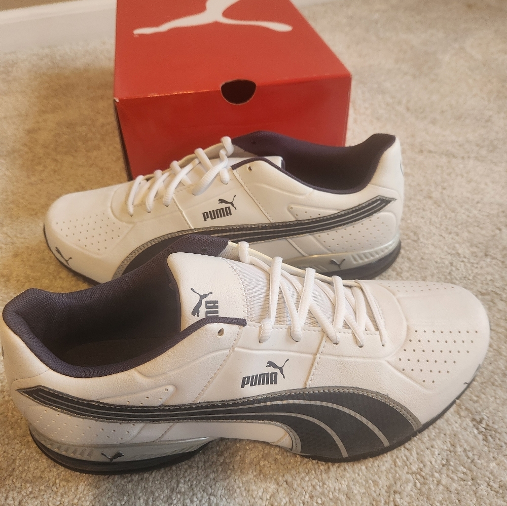Puma Men's Navy and White Athletic Sneakers.